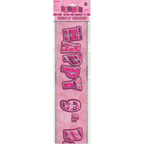 Glitz Pink 9 Foil Banner 12ft