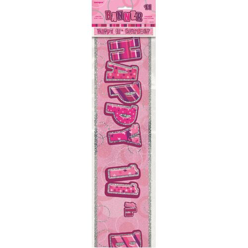 Glitz Pink 11 Foil Banner 12ft