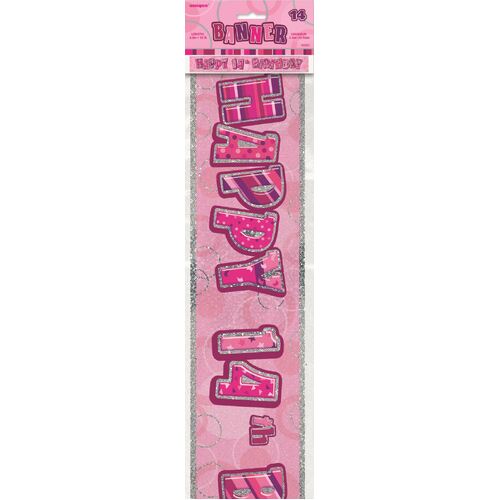 Glitz Pink 14 Foil Banner 12ft