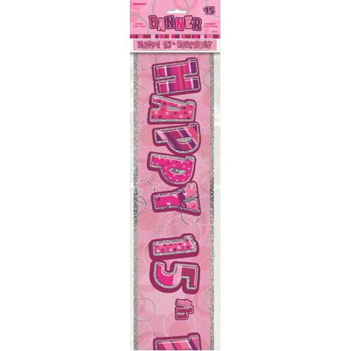 Glitz Pink 15 Foil Banner 12ft