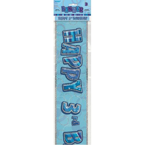 Glitz Blue 3 Foil Banner 12ft