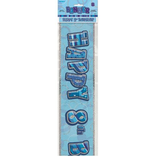 Glitz Blue 8 Foil Banner 12ft