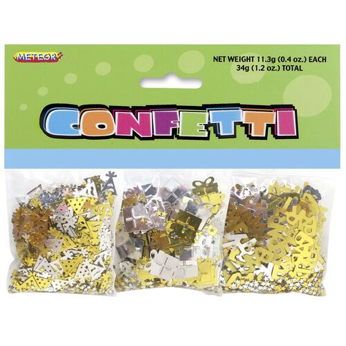 Birthday Confetti 3 Pack Gold & Silver 34g