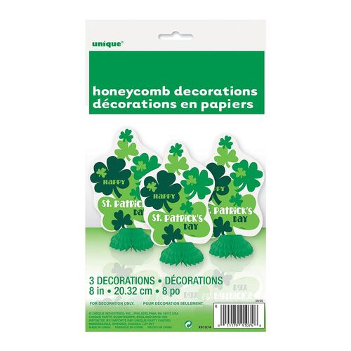 Shamrock Honeycomb Decorations 3 Pack
