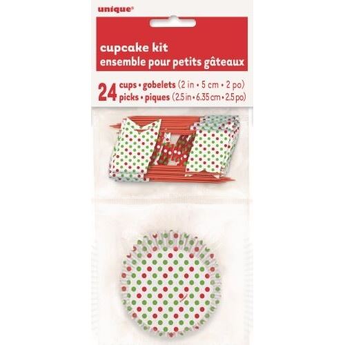 Dots Cupcake Kit - Red & Green