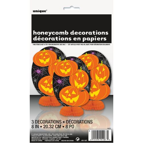 Pumpkin Honeycomb Decorations 3 Pack