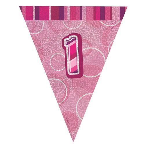 Glitz Pink Flag Banner - 1