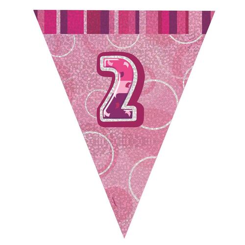 Glitz Pink Flag Banner - 2