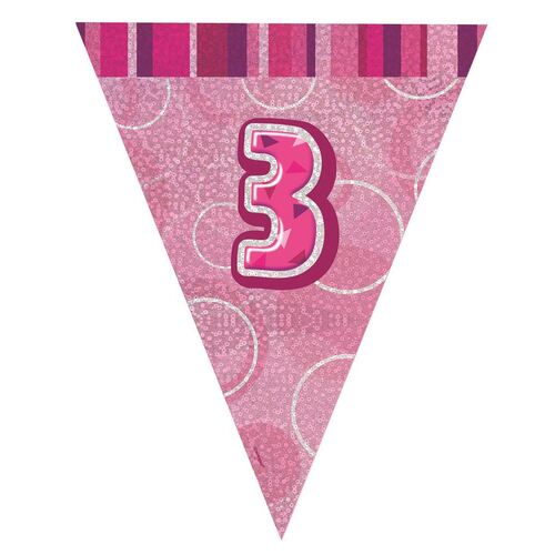 Glitz Pink Flag Banner - 3