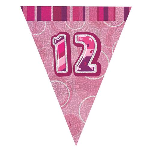 Glitz Pink Flag Banner - 12