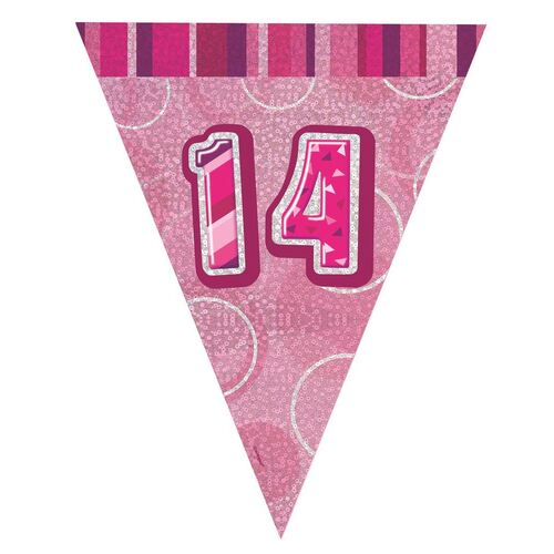 Glitz Pink Flag Banner - 14