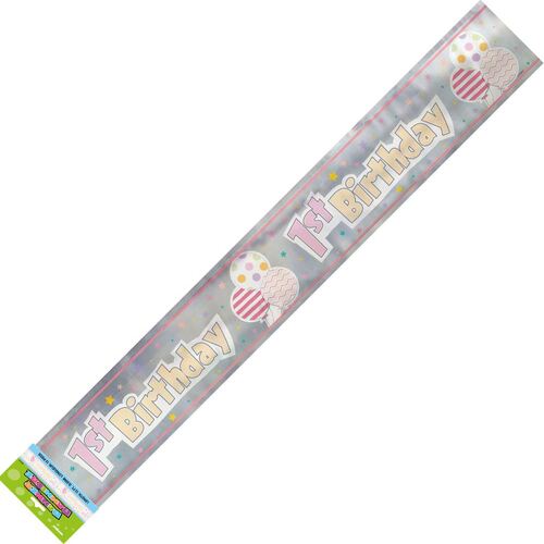 1st Bday Girl Foil Banner 12ft