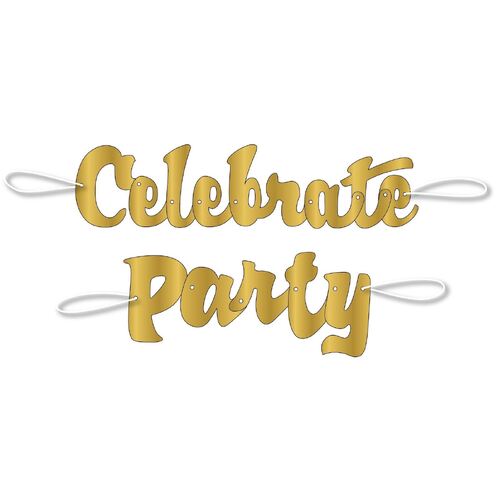 Celebrate Party Gold Foil Script Jointed Banner 93cm