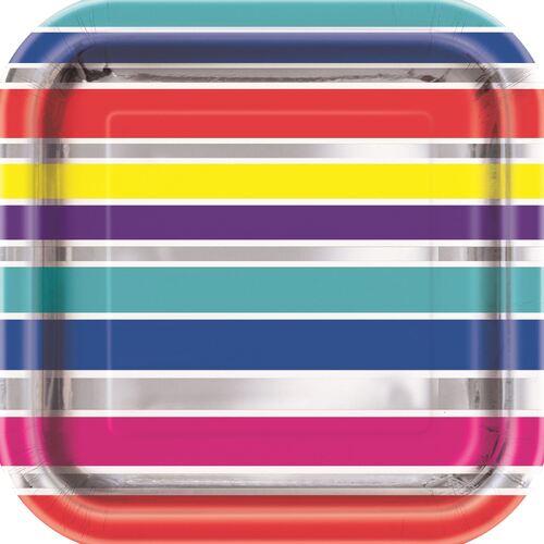 Colourful Birthday Foil Stamped Paper Plates 18cm 10 Pack