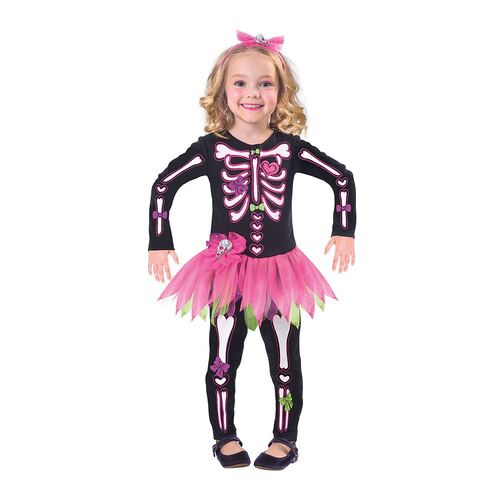 Costume Fancy Bones Skeleton Girls 3-4 Years