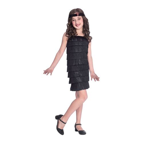 Costume Black Flapper Girls 6-8 Years