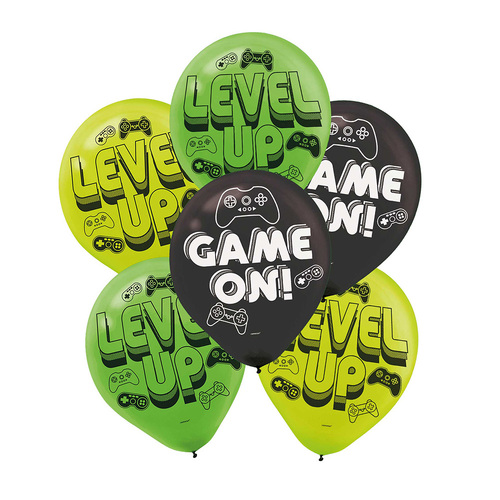 Level Up Game On Latex Balloons 30cm 6 Pack