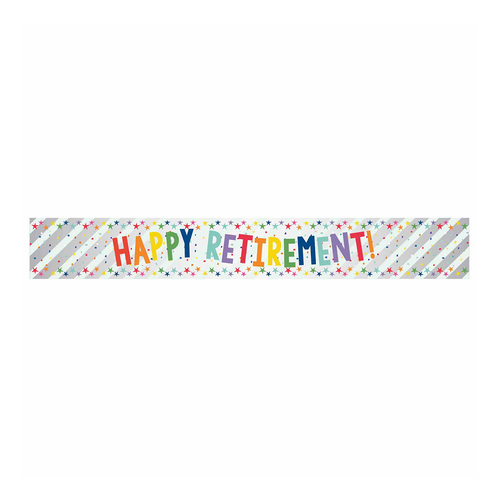 Banner Happy Retirement Multi-Coloured Foil 2.7m