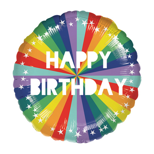 45cm Standard Rainbow Happy Birthday Foil Balloon