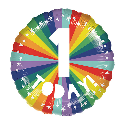45cm Standard Rainbow Number 1 Today Foil Balloon