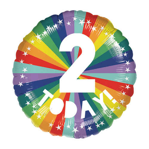 45cm Standard Rainbow Number 2 Today Foil Balloon