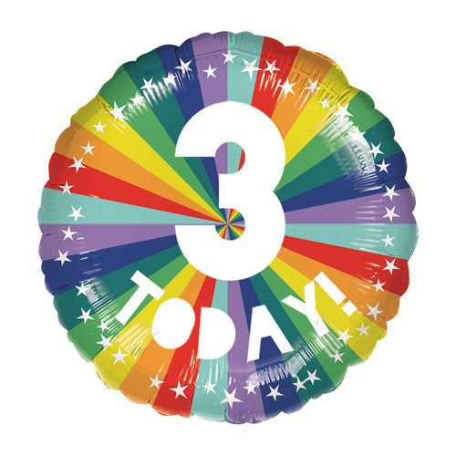 45cm Standard Rainbow Number 3 Today Foil Balloon