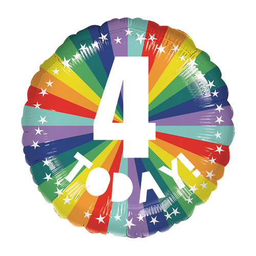 45cm Standard Rainbow Number 4 Today Foil Balloon