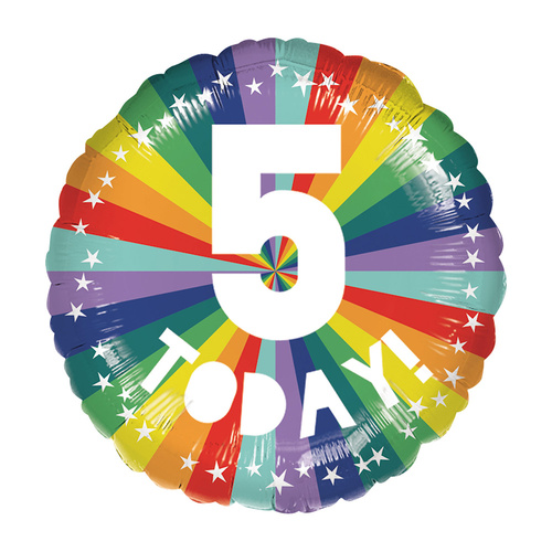 45cm Standard Rainbow Number 5 Today Foil Balloon