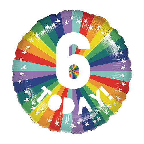 45cm Standard Rainbow Number 6 Today Foil Balloon