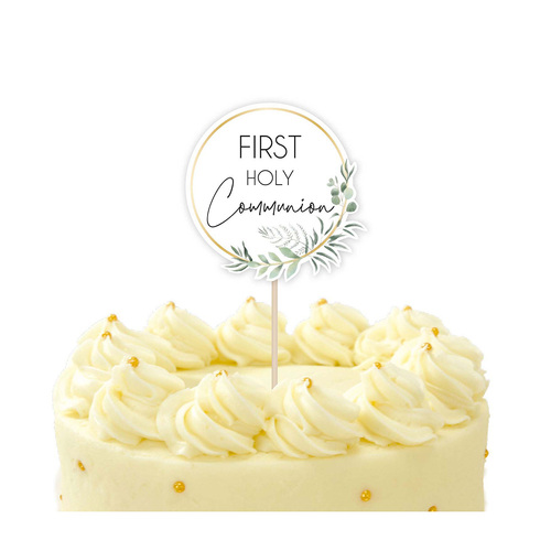 Botanical Celebration First Holy Communion Cake Topper Pick