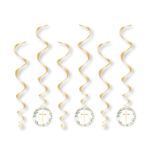 Botanical Celebration Spiral Swirls Hanging Decorations 6 Pack