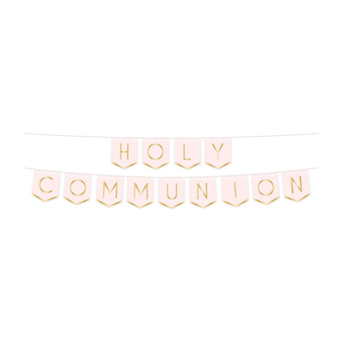Botanical Celebration Pink Holy Communion Pennant Banner