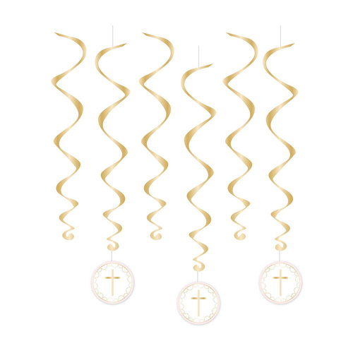 Botanical Celebration Pink Spiral Swirls Hanging Decorations 6 Pack