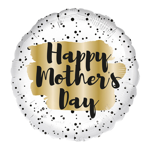 45cm Standard Happy Mother's Day Gold Spot Foil Balloon