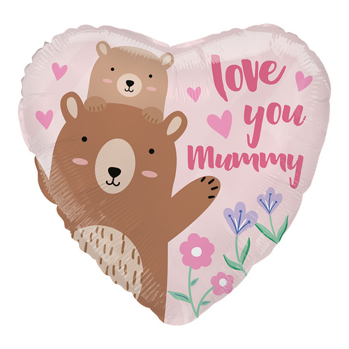 45cm Standard Love You Mummy Bear Foil Balloon