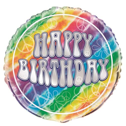 45cm Tie Dye Birthday  Foil Balloon Packaged