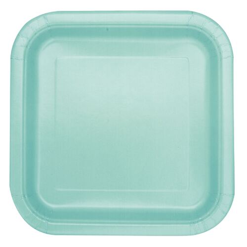 Mint Square Paper Plates 22cm 14 Pack