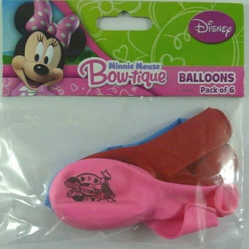  Minnie Mouse Bow-Tique Latex Balloons (22cm) Pack Of 6 