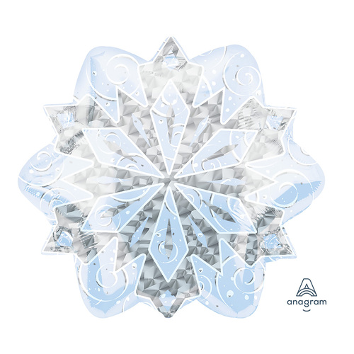 Junior Shape Holographic White & Silver Christmas Snowflake Foil Balloon