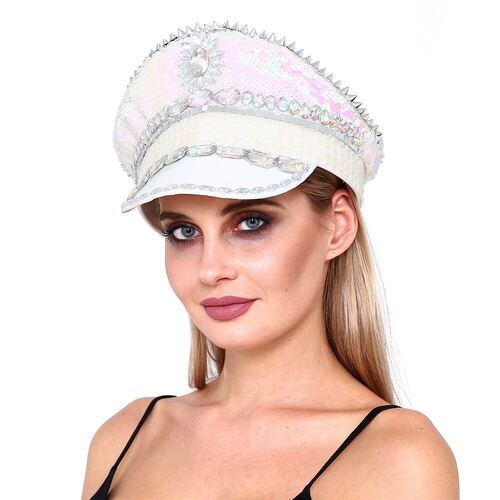 Pink/White Flip Sequin Police Hat