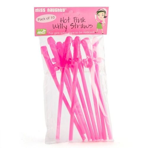 Hot Pink Willy Straws Pk10