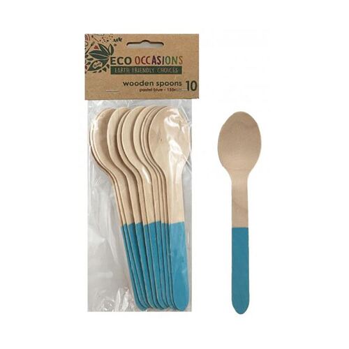 Wooden Spoons Light Blue 15mm 10 Pack