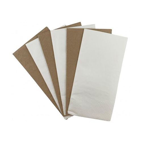 Napkins Lunch White & Kraft 33x33cm 20 Pack