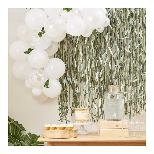 Botanical Baby Mini White Balloon Arch With Foliage