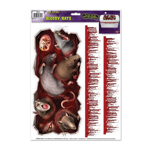 Beistle Bloody Rats Toilet Tank Peel 'N Place