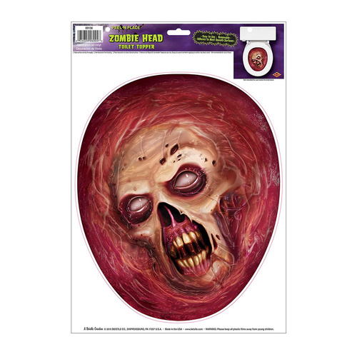 Beistle Zombie Head Toilet Topper Peel 'N Place