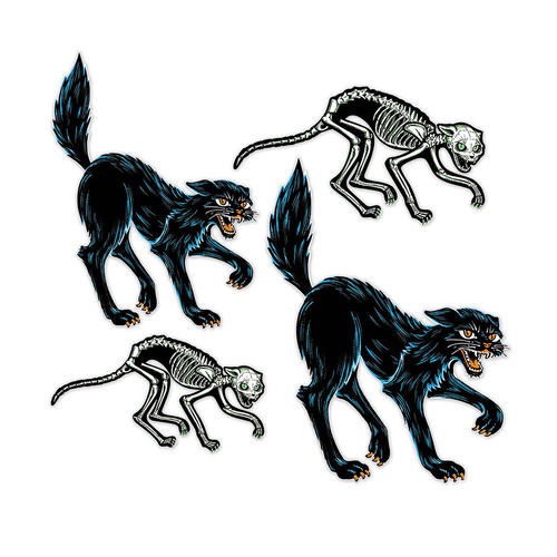 Beistle Vintage Halloween Jointed Cats 4 Pack