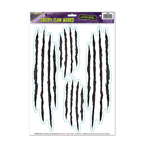 Beistle Creepy Claw Marks! Peel 'N Place 4 Pack