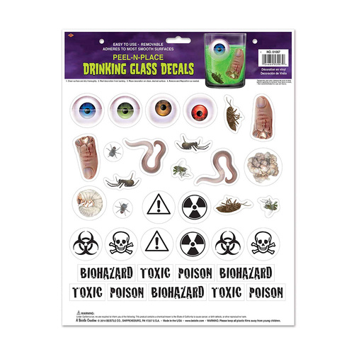 Beistle Drinking Glass Decals Peel 'N Place 35 Pack