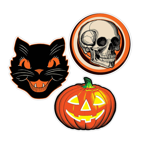 Beistle Plastic Vintage Halloween Cutouts 3 Pack